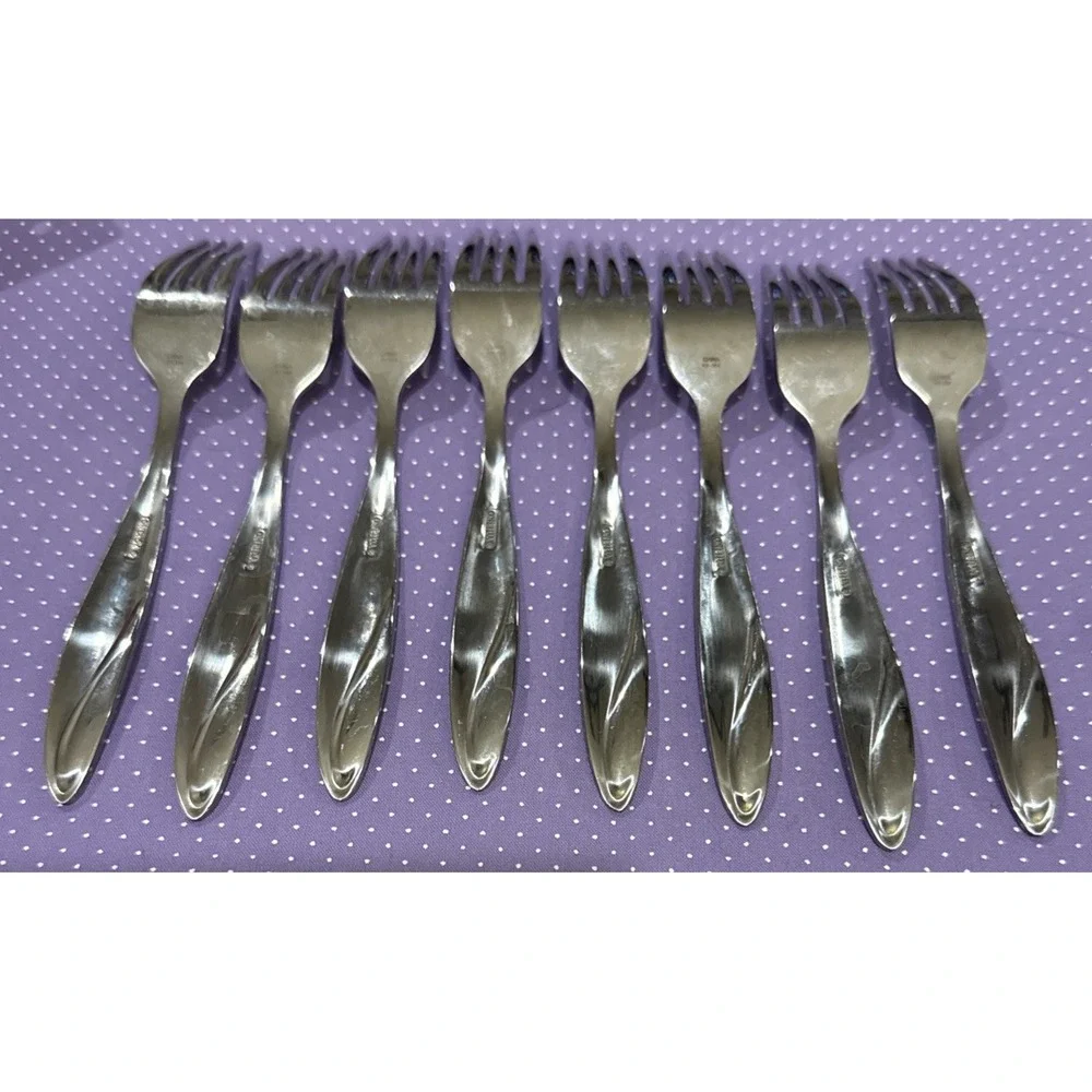 Oneida Simmer Salad Forks Fork‎ Stainless Steel Flatware Set Of 8